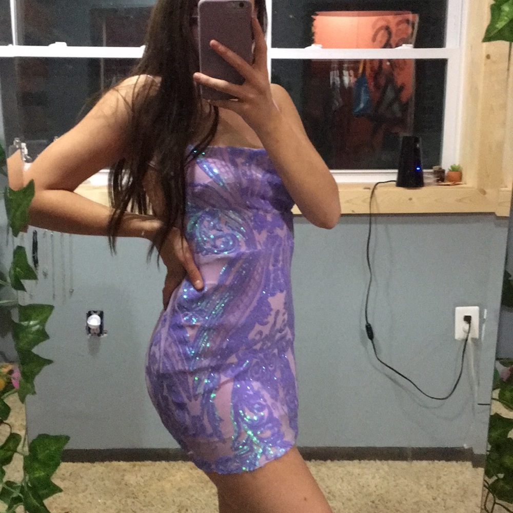 purple sequin dress